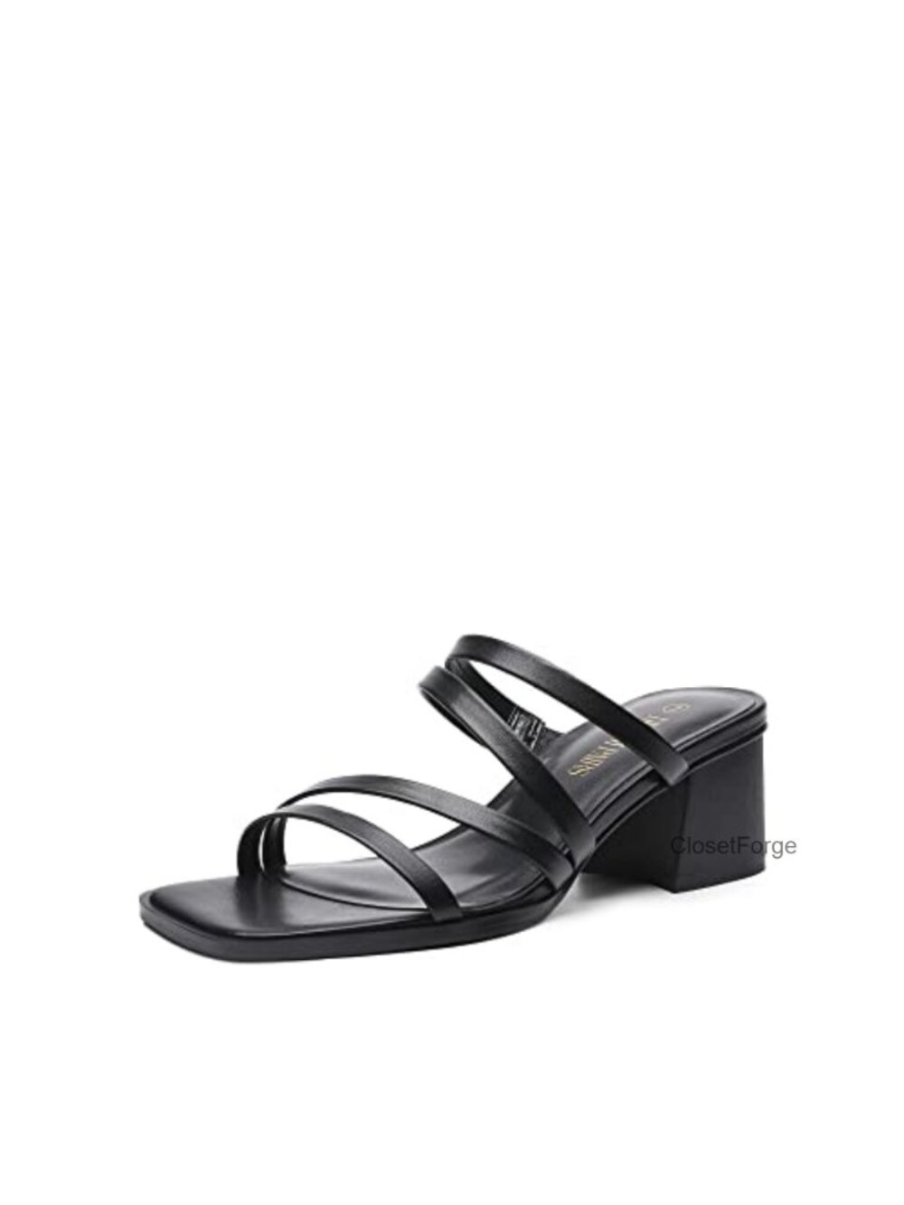 Women's Faux Leather Block Heeled Sandals Asymmetric Strap 2.2in
